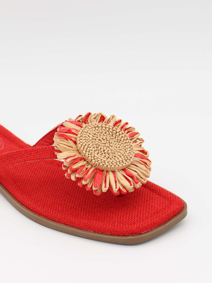 Minna sandals with floral detail – Orange/gold