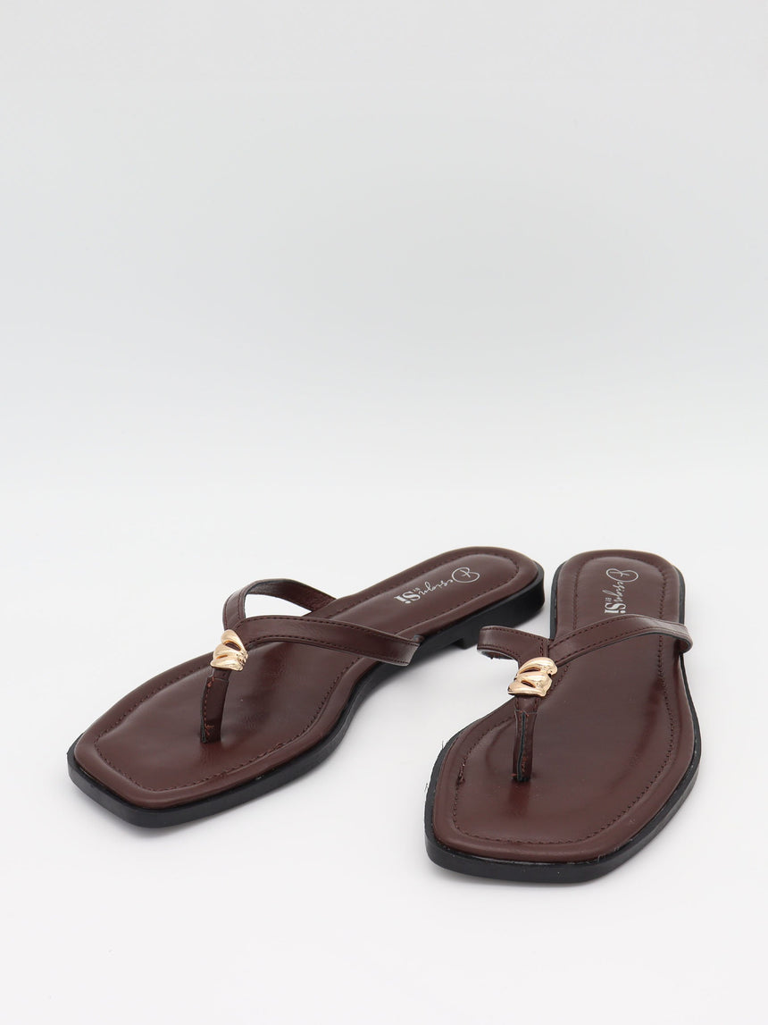 Sofija sandals with gold detail – Brown/gold