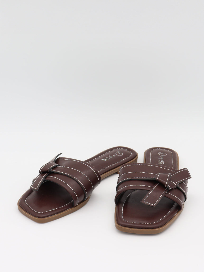 Parisso sandals with tie detail – Dark brown