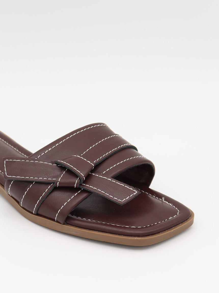 Parisso sandals with tie detail – Dark brown