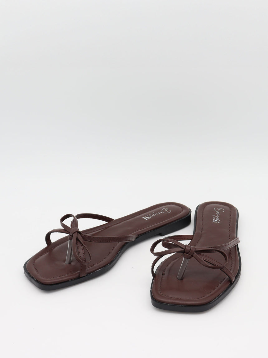 Tennalina sandals with bow detail – Dark brown