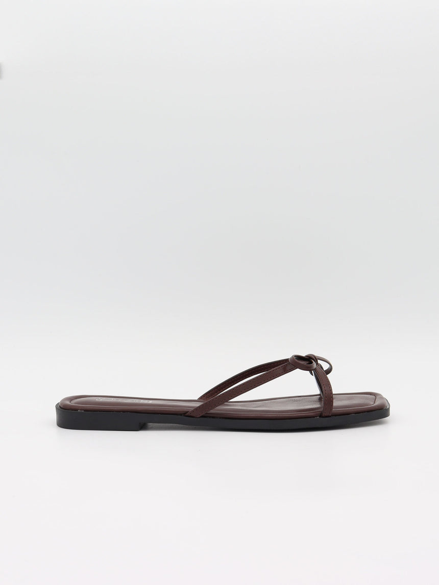 Tennalina sandals with bow detail – Dark brown