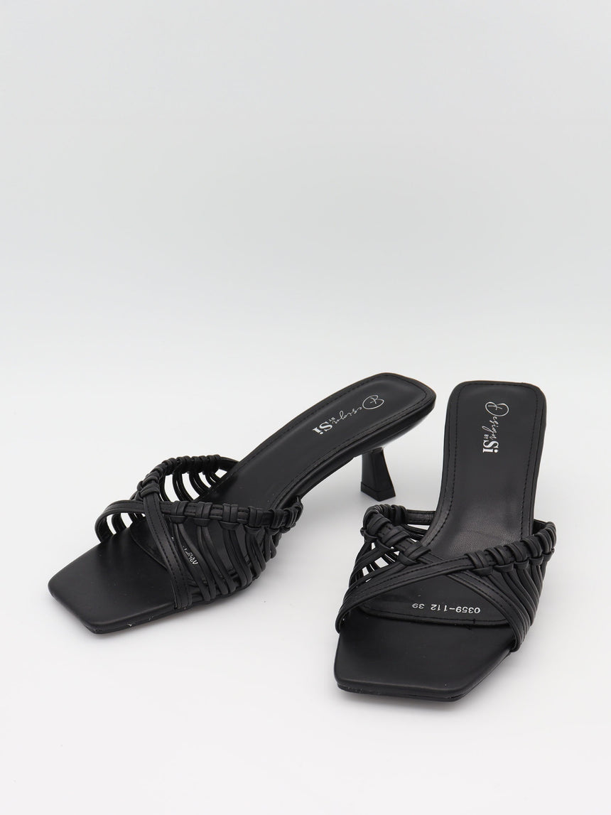 Elba mules with braided details – Black