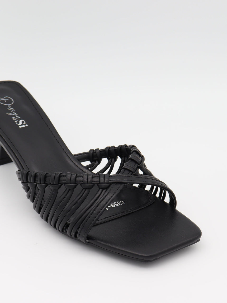 Elba mules with braided details – Black