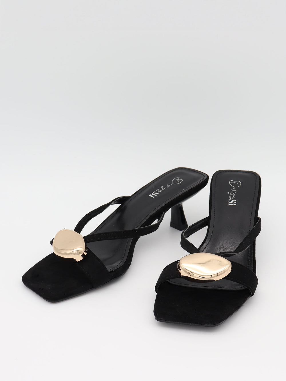 Annaline mules with gold detail - Black/gold