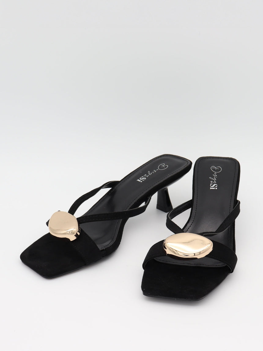 Annaline mules with gold detail - Black/gold