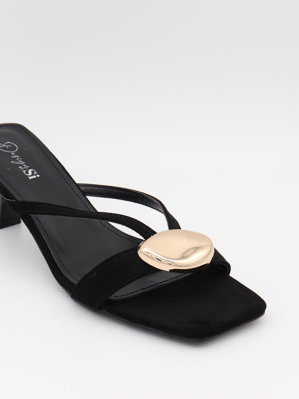 Annaline mules with gold detail - Black/gold