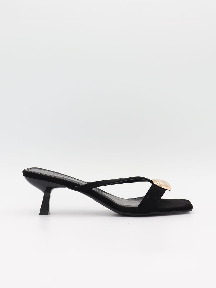 Annaline mules with gold detail - Black/gold