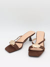Annaline mules with gold detail - Brown/gold