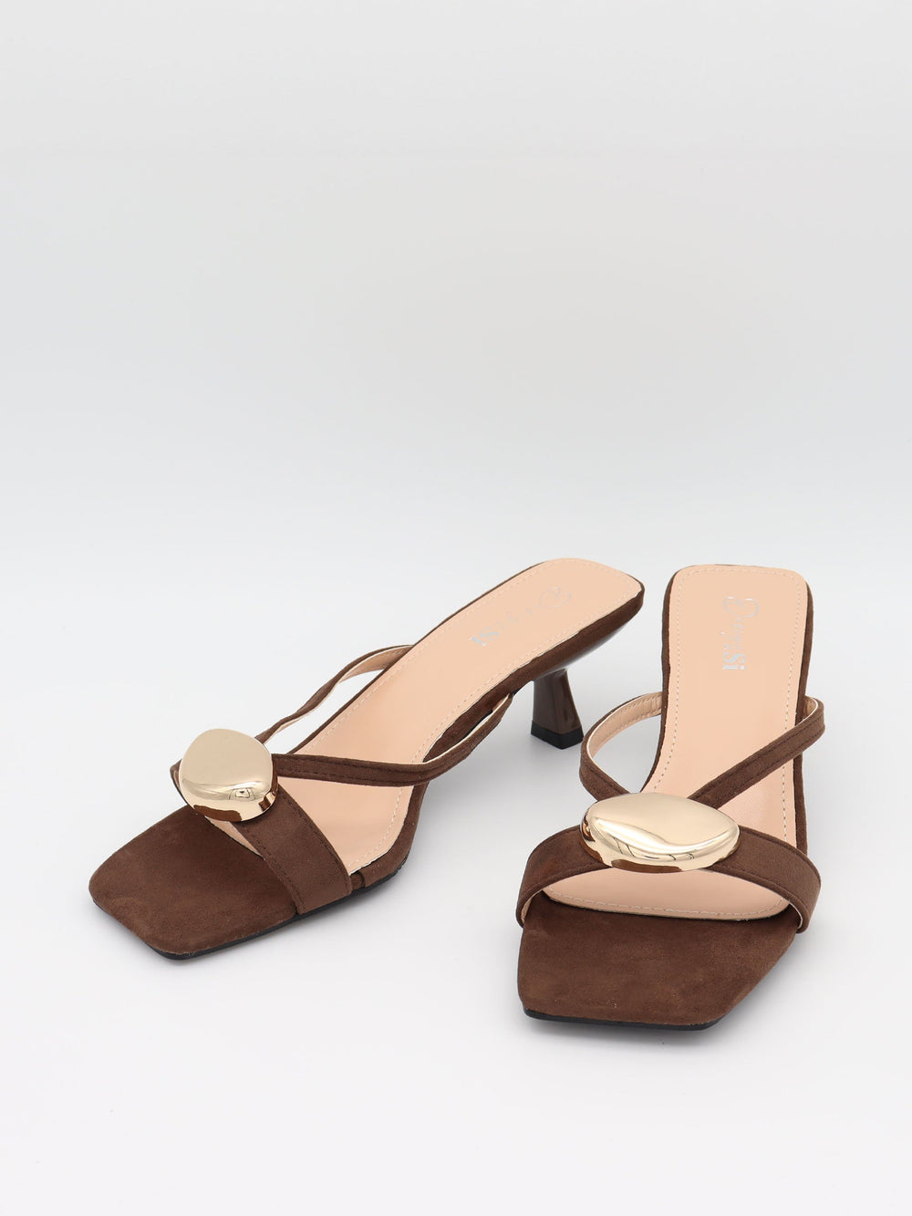 Annaline mules with gold detail - Brown/gold