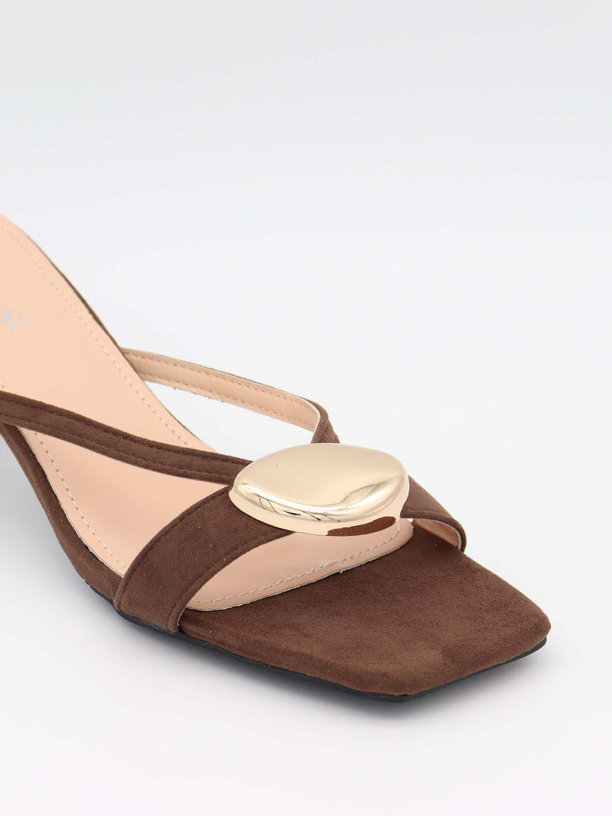 Annaline mules with gold detail - Brown/gold