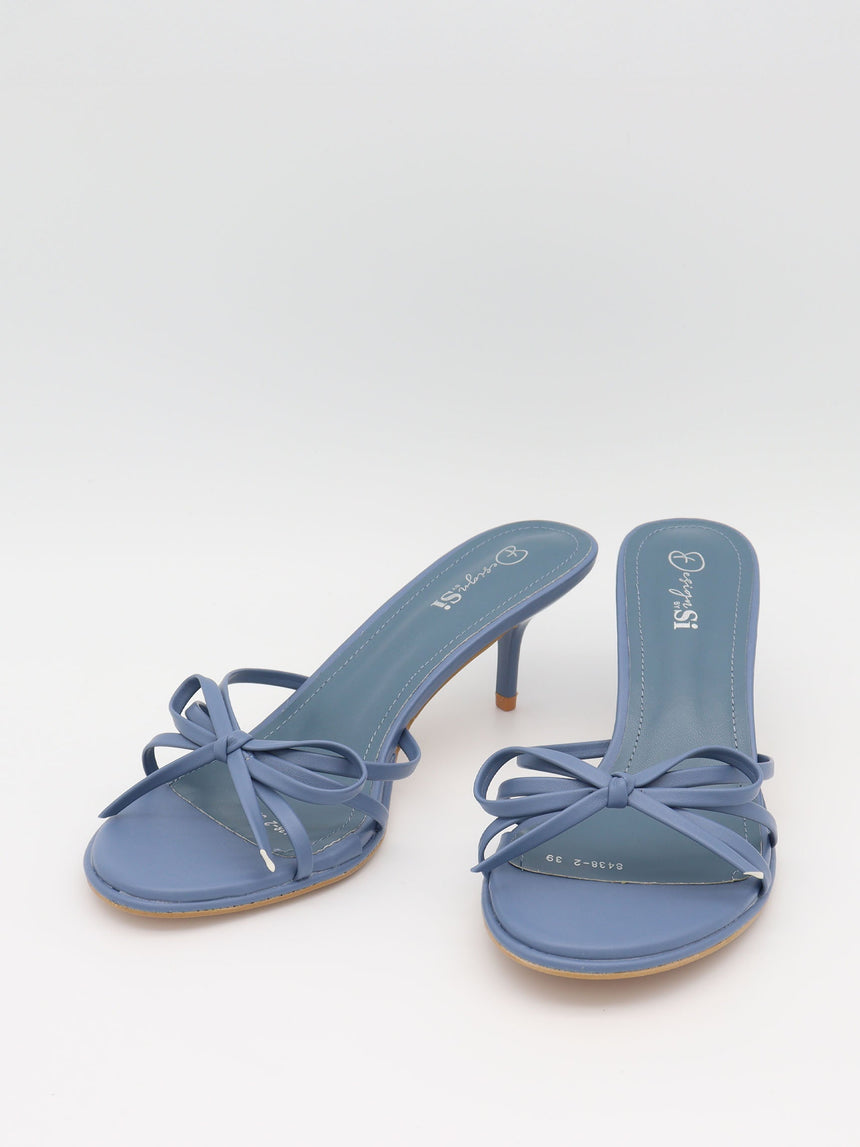 Anna mules with bow detail – Dusty blue