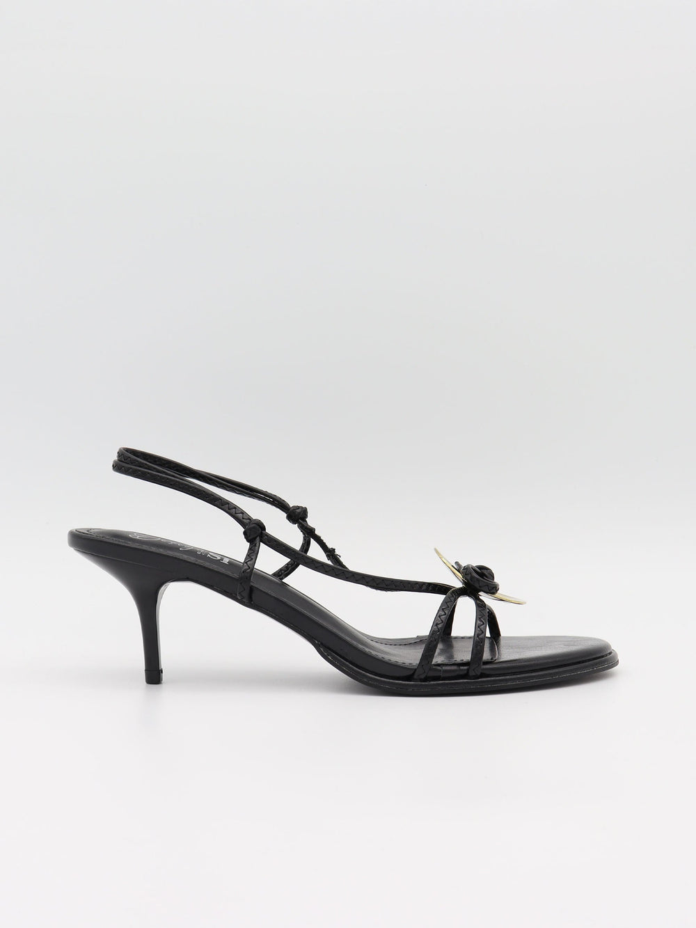 Maja heels with gold and bow detail – Black/gold