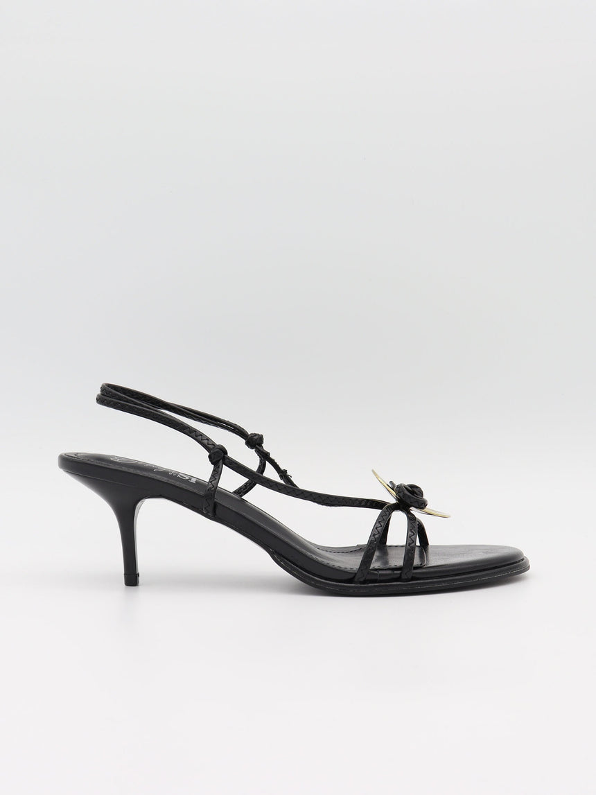 Maja heels with gold and bow detail – Black/gold