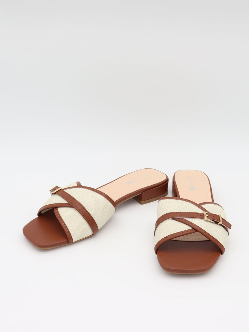 Natalie heeled sandals – Light brown/off-white