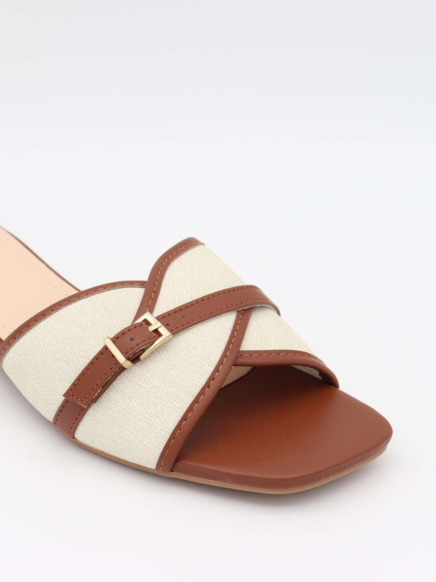Natalie heeled sandals – Light brown/off-white