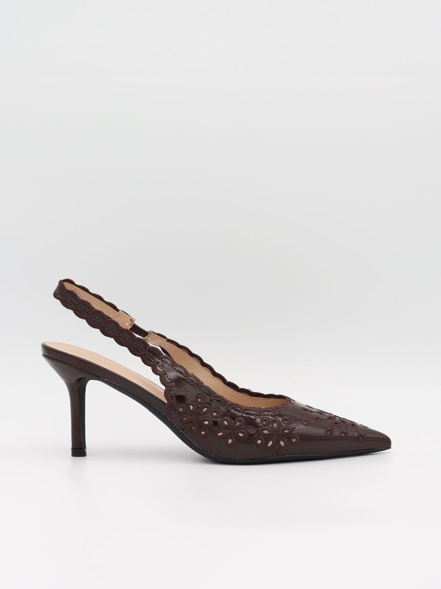 Ydun slingback heels with details - Dark brown