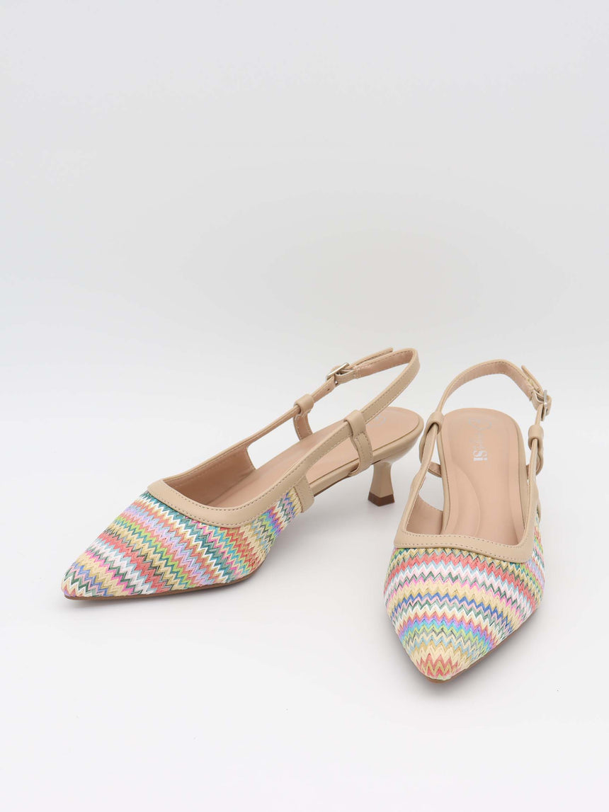 Fantella slingback heels with pattern – Multicoloured