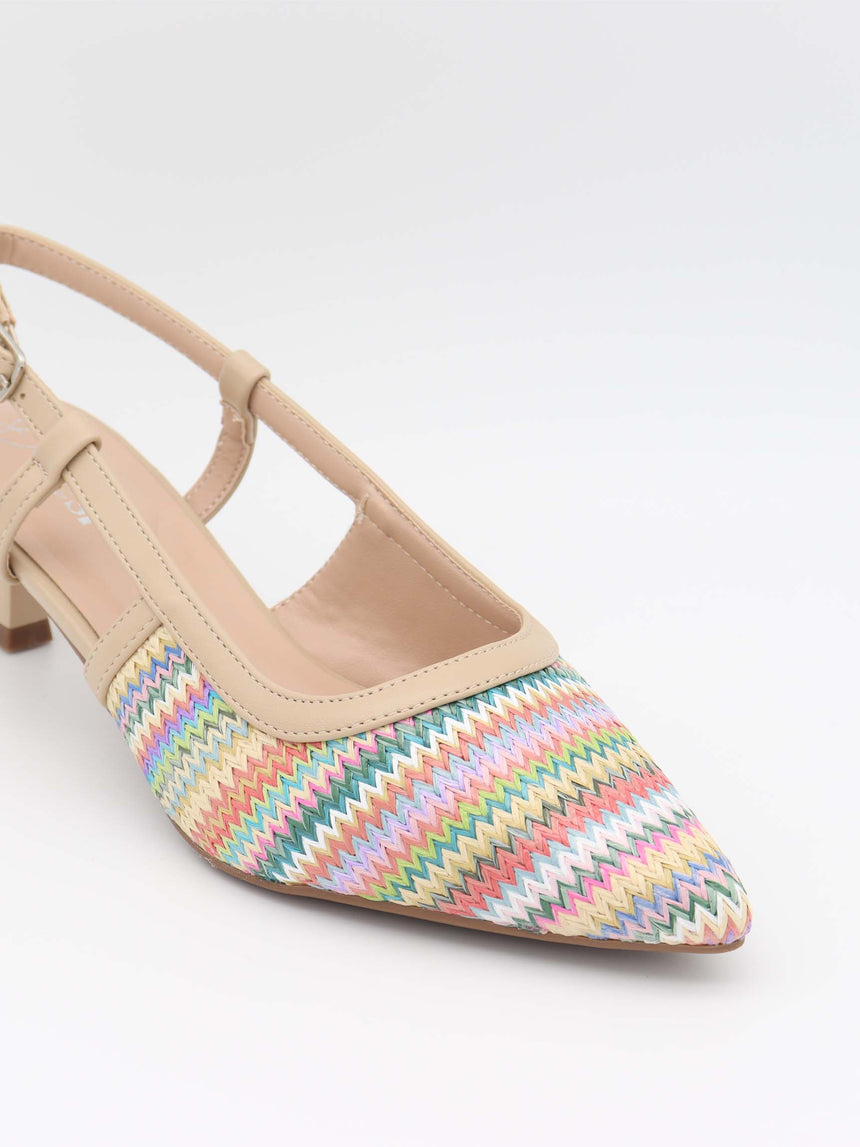 Fantella slingback heels with pattern – Multicoloured