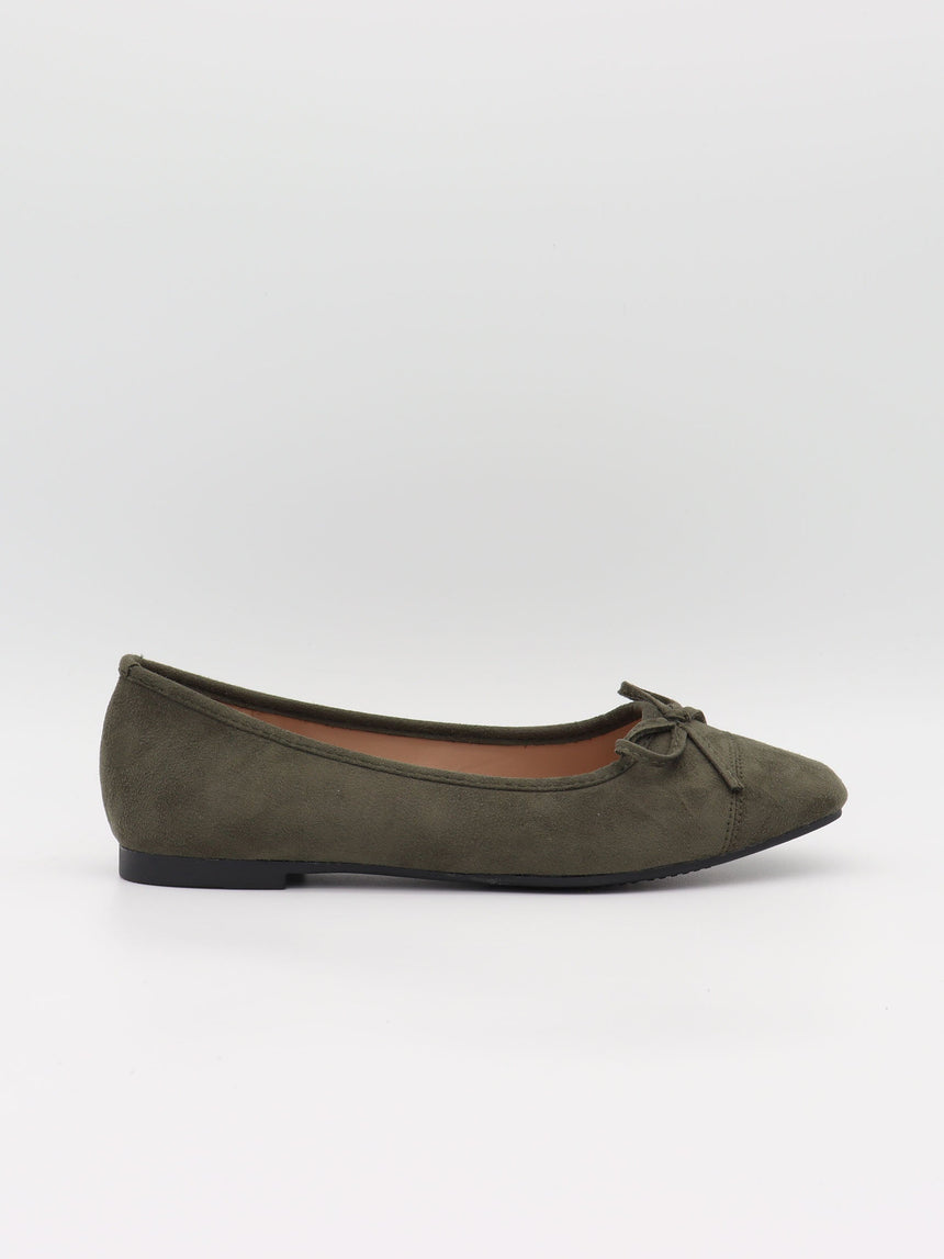 Fione suede ballerinas – Khaki