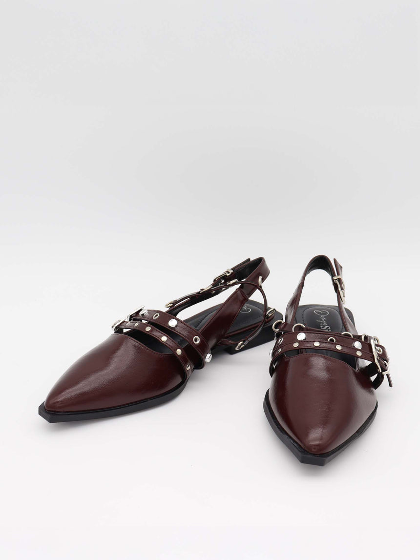 Saga slingback sandals with buckle details – Dark Red