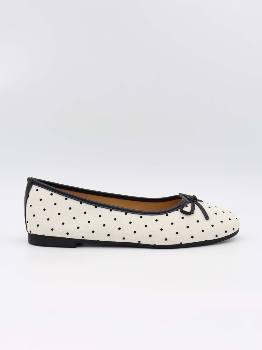 Zelia ballerina with polka dots - White/black