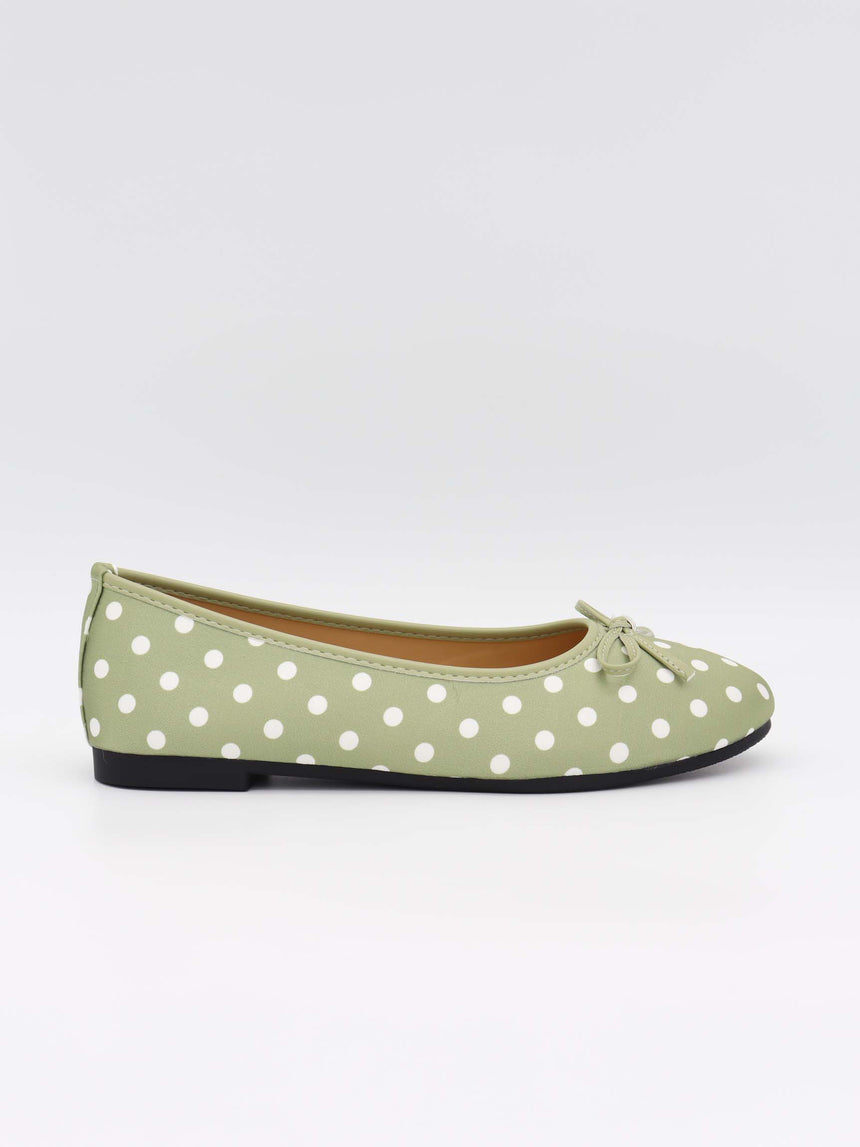 Novalie ballerina with polka dots - Green/white
