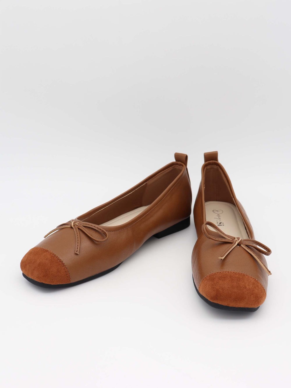 Gina ballerina with suede tip - Brown