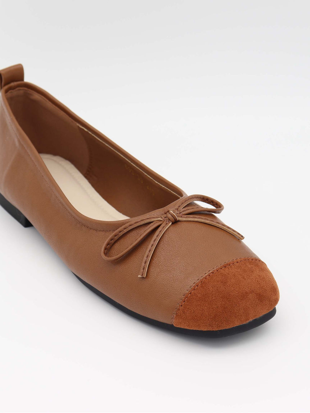 Gina ballerina with suede tip - Brown