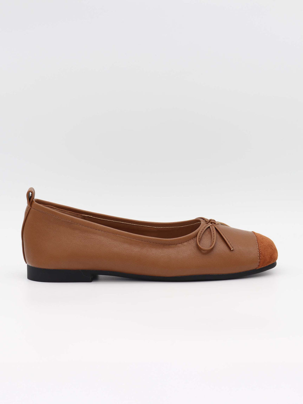 Gina ballerina with suede tip - Brown
