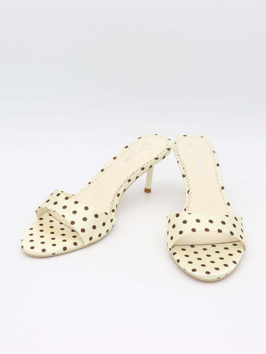 Dottie Mules - Cream/Brown