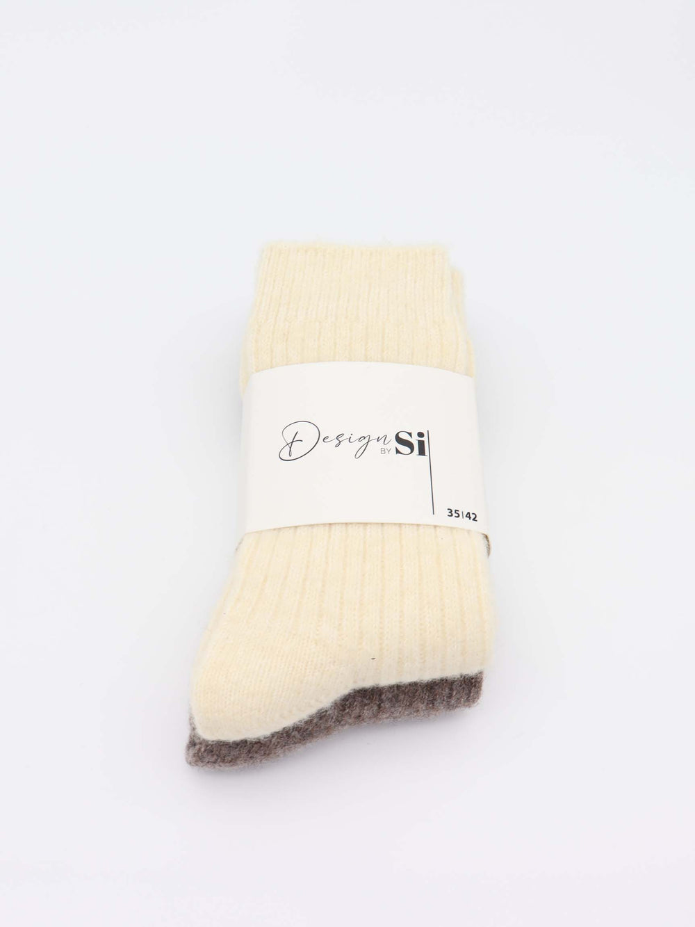2-pack knitted socks - Beige/brown