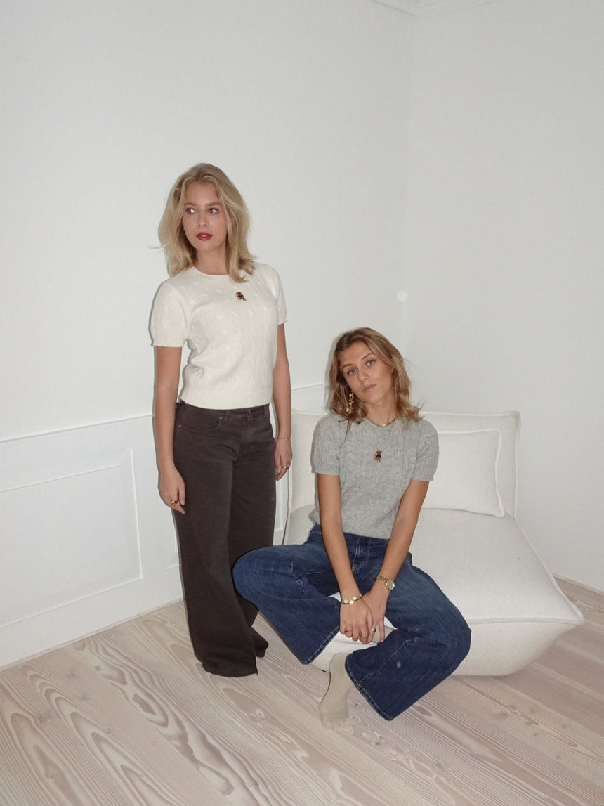 Mirella short-sleeve cable knit - White