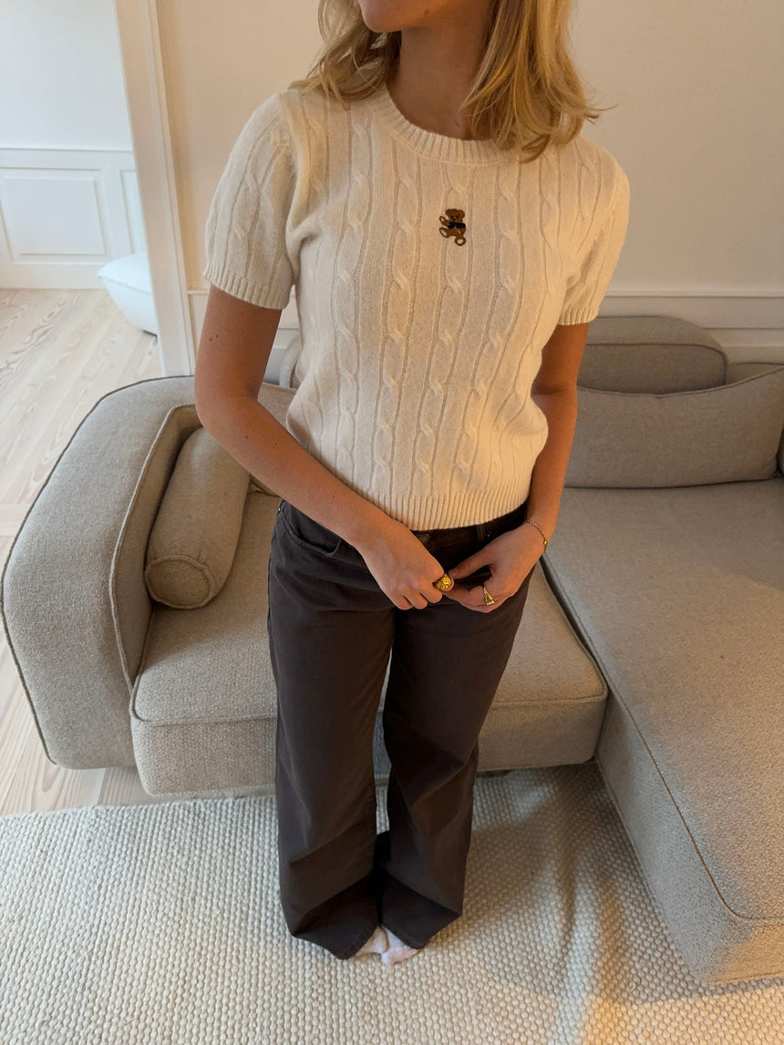 Mirella short-sleeve cable knit - White