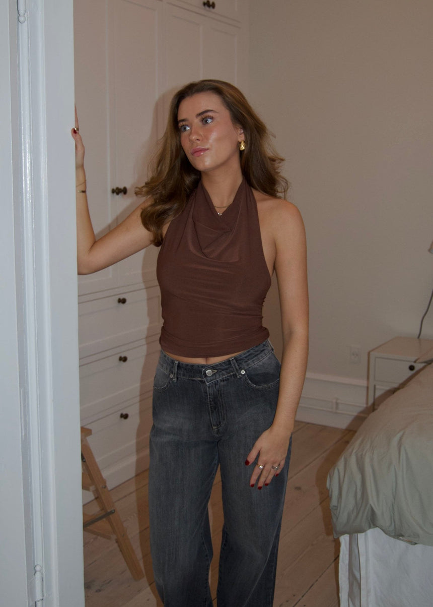 Dora halterneck top - Brown