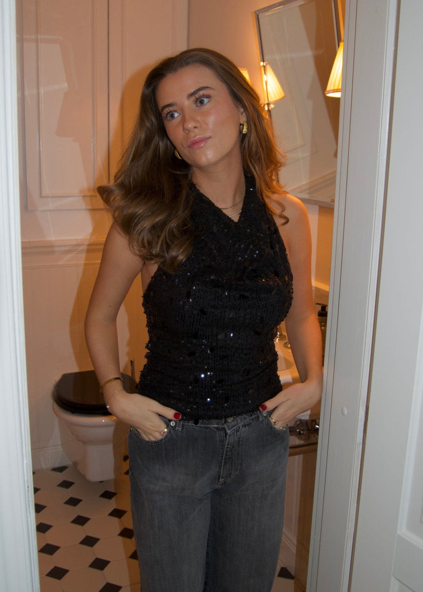 Lovinia sequin top - Black