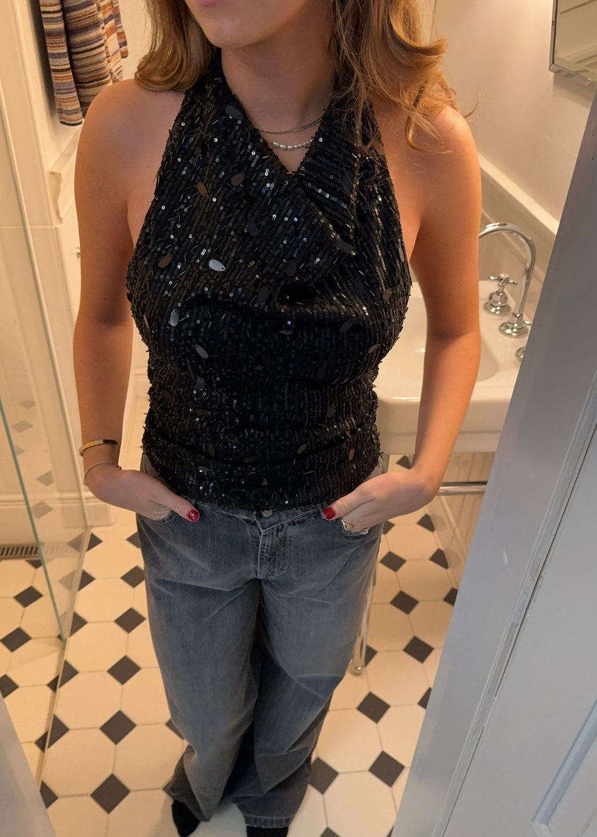 Lovinia sequin top - Black