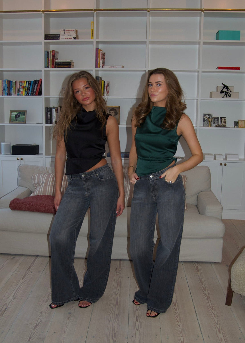 Zandra satin top - Dark green