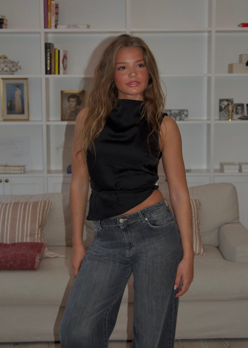 Zandra satin top - Black
