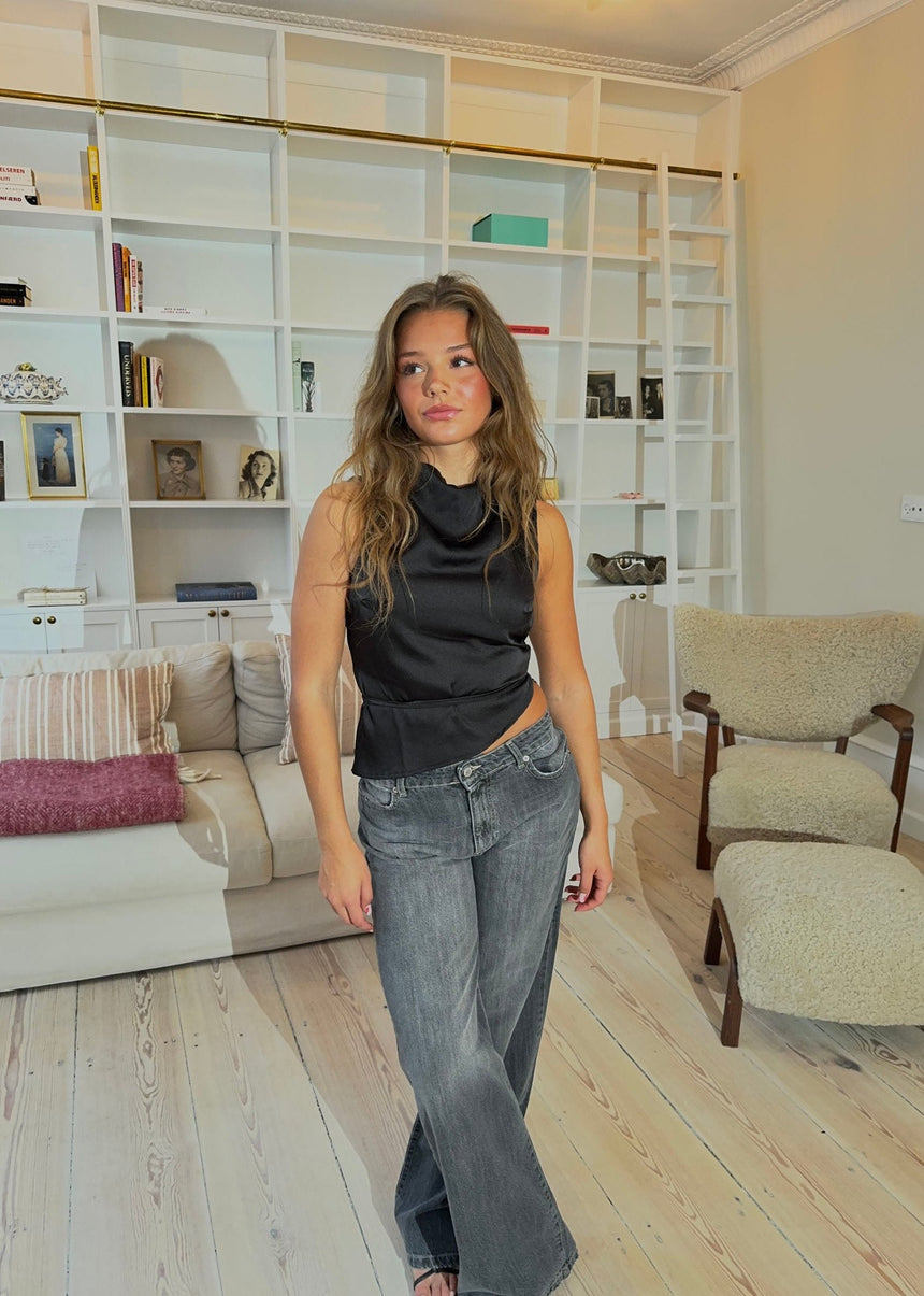Zandra satin top - Black