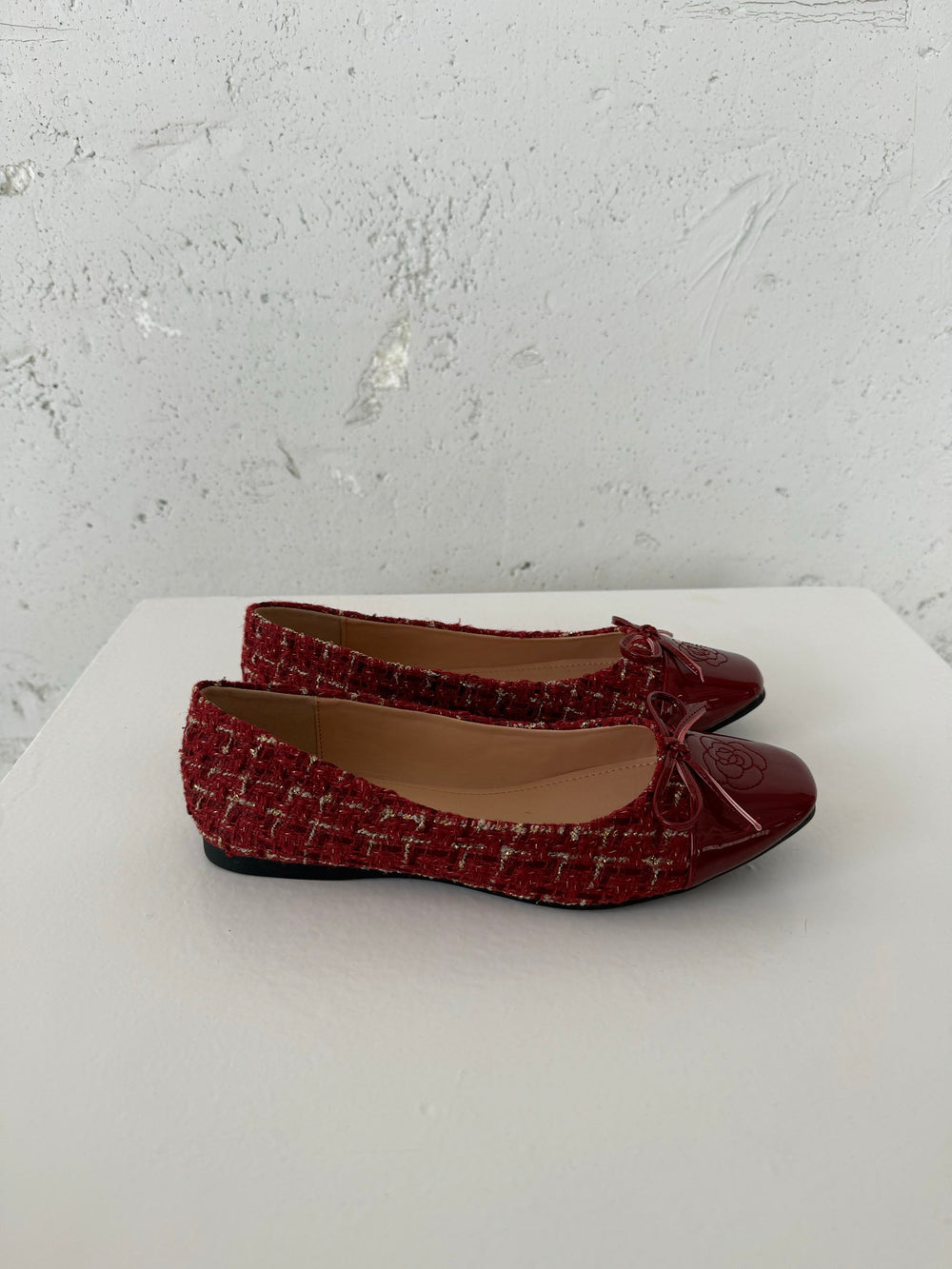 Zamora ballet flats with pattern and bow - Red