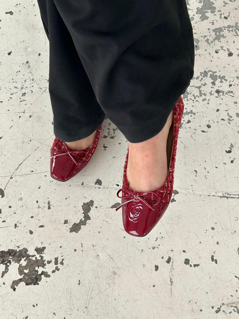 Zamora ballet flats with pattern and bow - Red