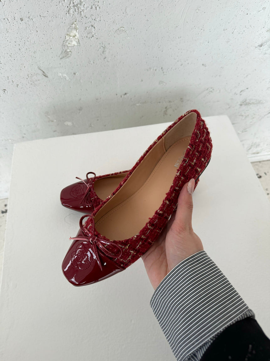 Zamora ballet flats with pattern and bow - Red