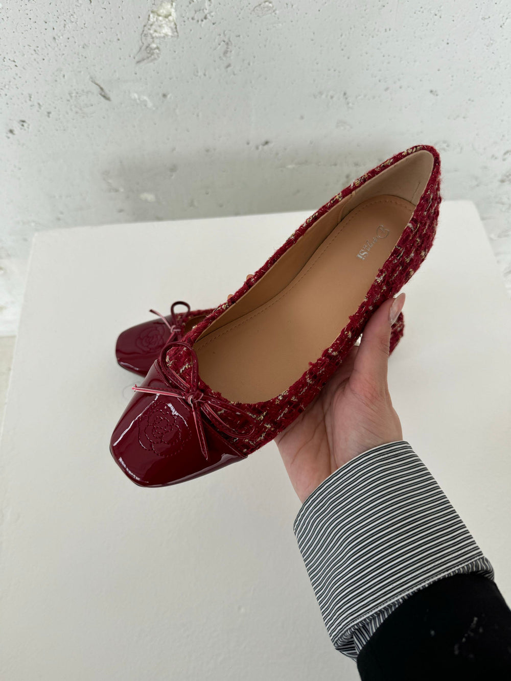 Zamora ballet flats with pattern and bow - Red