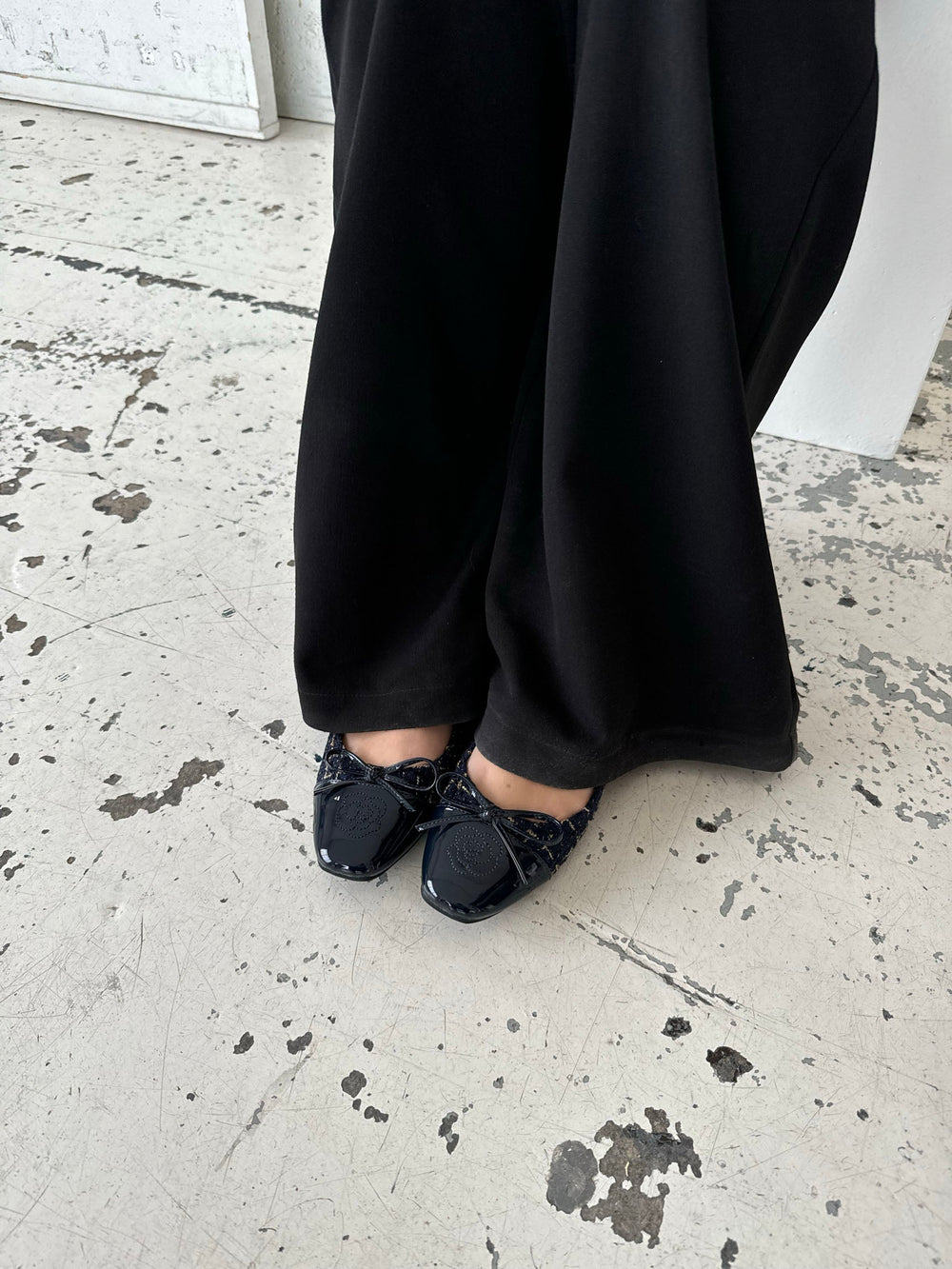 Zamora ballet flats with pattern and bow - Navy