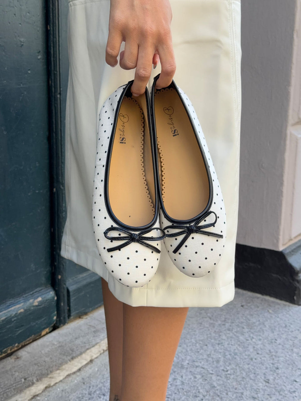 Zelia ballerina with polka dots - White/black