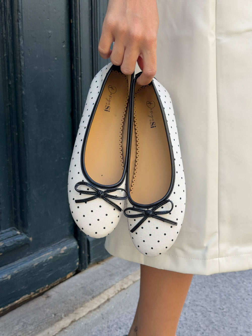 Zelia ballerina with polka dots - White/black