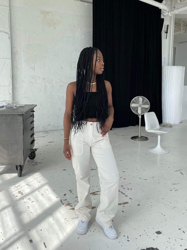 Camille canvas pants - off white