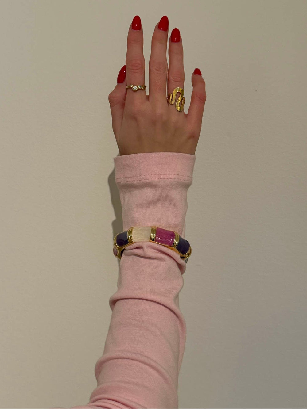 Ebony striped bracelet – Purple/pink/white