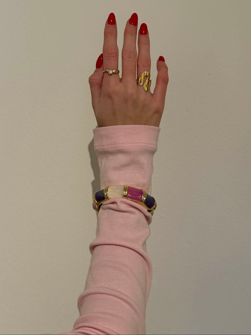 Ebony striped bracelet – Purple/pink/white